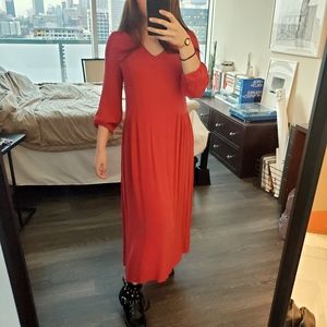 MANGO • red maxi dress w/ slip